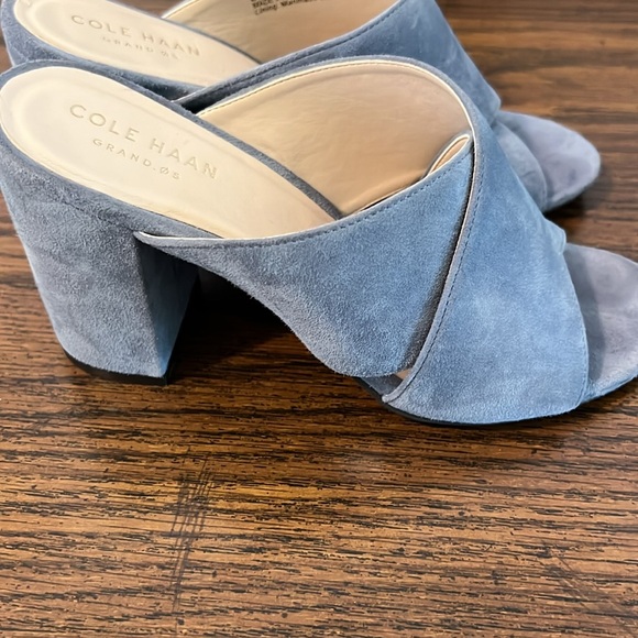 NEW COLE HAAN Gabby sandals mules 5B light blue. Crisscross Straps, Block Heel. - Picture 5 of 9